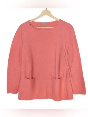 COS 100% Wool Boxy Pullover Pink Sweater Size M Pockets Lagenlook Minimalist